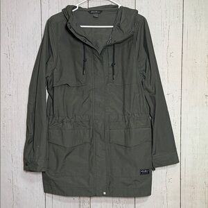 Women's Rainfoil® Storm Insulated Waterproof Army Green Hooded Trench Coat Med